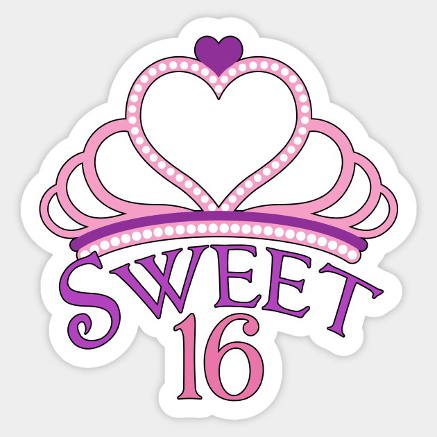 Sweet Sixteen Birthday Tiara Sticker by epiclovedesigns